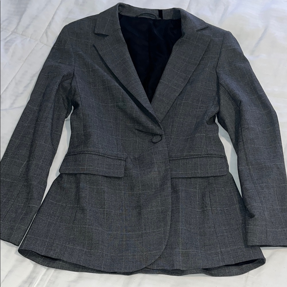 Paris Atelier & other stories Women's Gray &blue plaid Blazer size 6 GUC